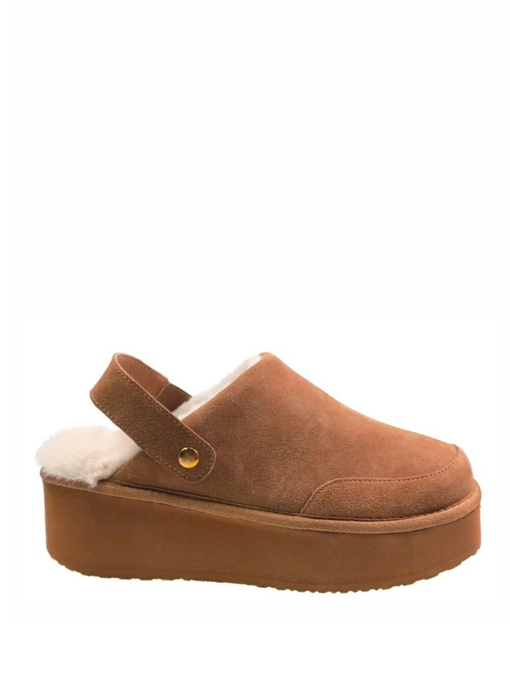Joyspun Suede Platform Convertible Clog Slippers Chestnut Brown Women's Size 9